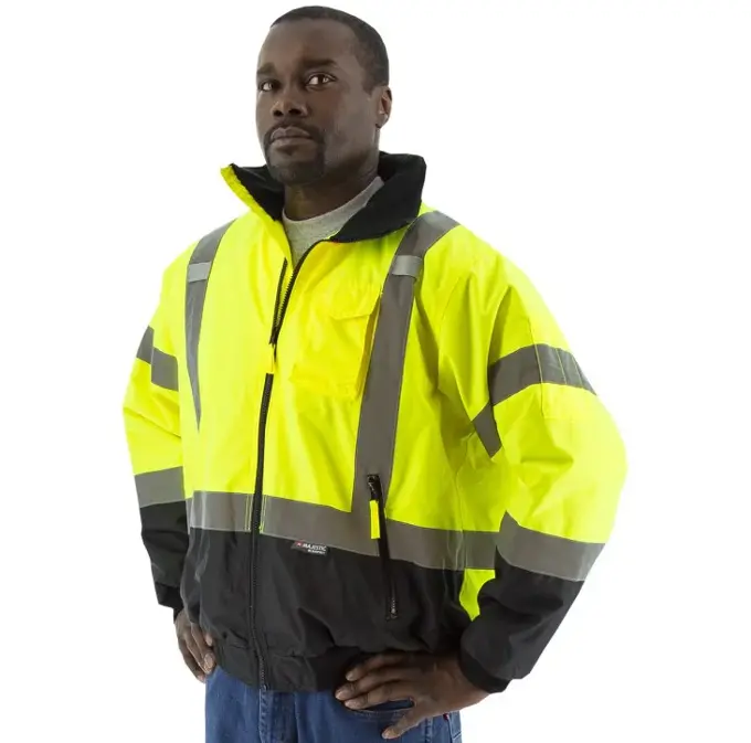 High Visibility Waterproof Jacket with Removable Fleece Liner 75-1311: click to enlarge