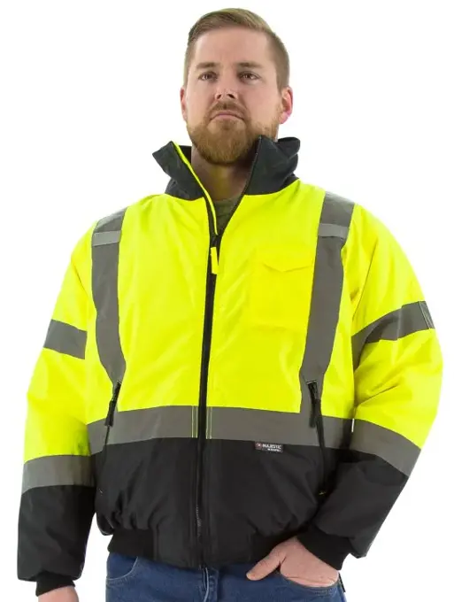 High Visibility Waterproof Jacket with Quilted Liner 75-1313: click to enlarge