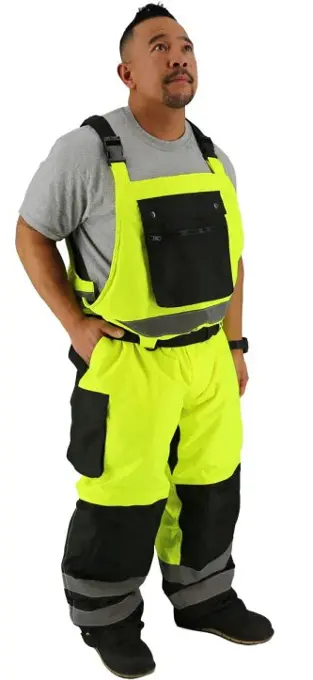 High Visibility Waterproof Bib Overall with Quilted Insulation, ANSI E 75-2357: click to enlarge