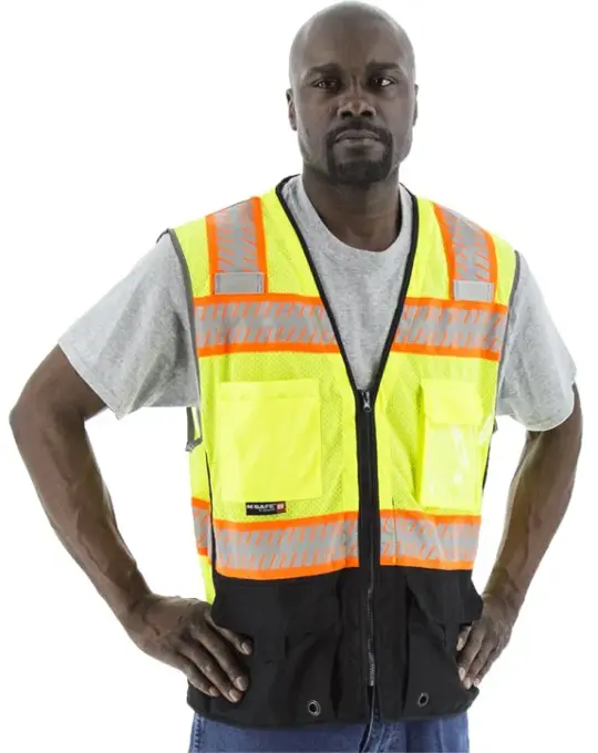 High Visibility Mesh vest with DOT Reflective Chainsaw Striping - 75-3239-40: click to enlarge