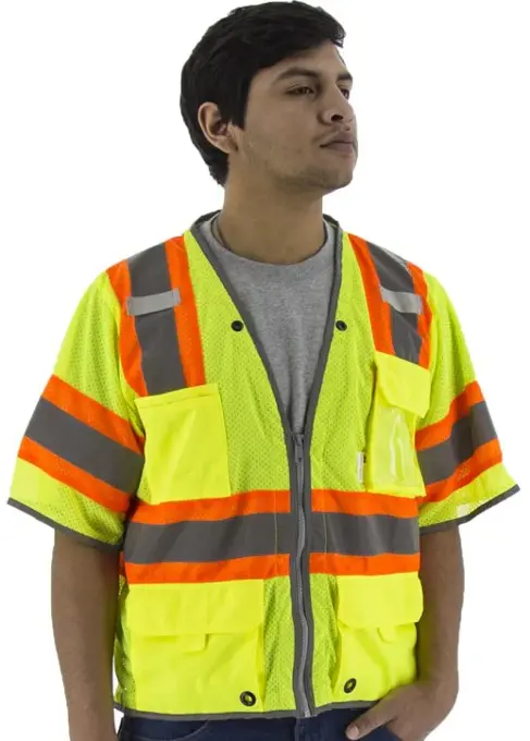 Mesh Vest with DOT Striping and D-Ring Pass - 75-3325: click to enlarge