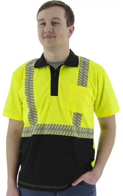 Short Sleeve Polo with Reflective Chainsaw - 75-5213: click to enlarge