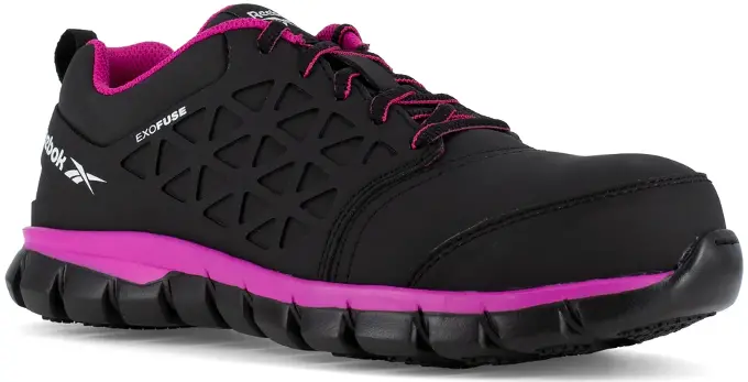 Sublite Cushion Work Shoe - Black and Pink - RB491: click to enlarge