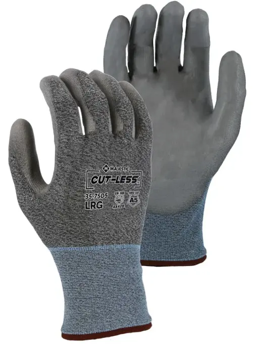 Cut-Less Korplex Glove with Polyurethane Palm, 18g, ANSI A5 35-7505: click to enlarge