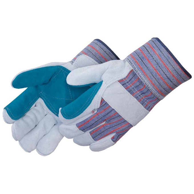 Standard Green Cowhide Jointed Leather Double Palm with Safety Cuff - 3581SP: click to enlarge