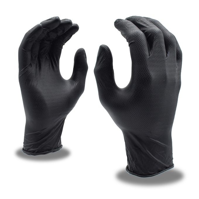 Disposable, Nitri-Cor® Z-Tread, Food Service, Nitrile, Powder Free, 6 mil, Black - 4094B: click to enlarge