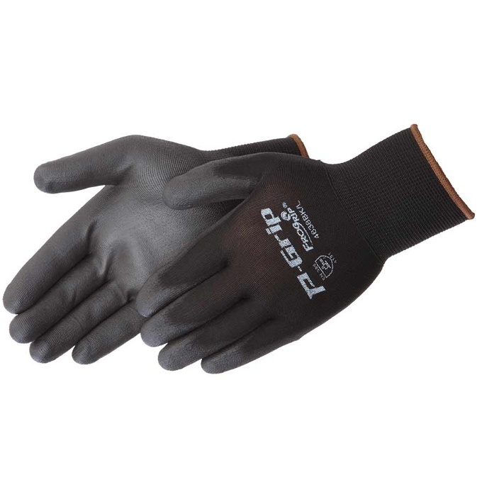 P-GRIP® Black Polyurethane Coated Seamless Gloves - 4638BK: click to enlarge