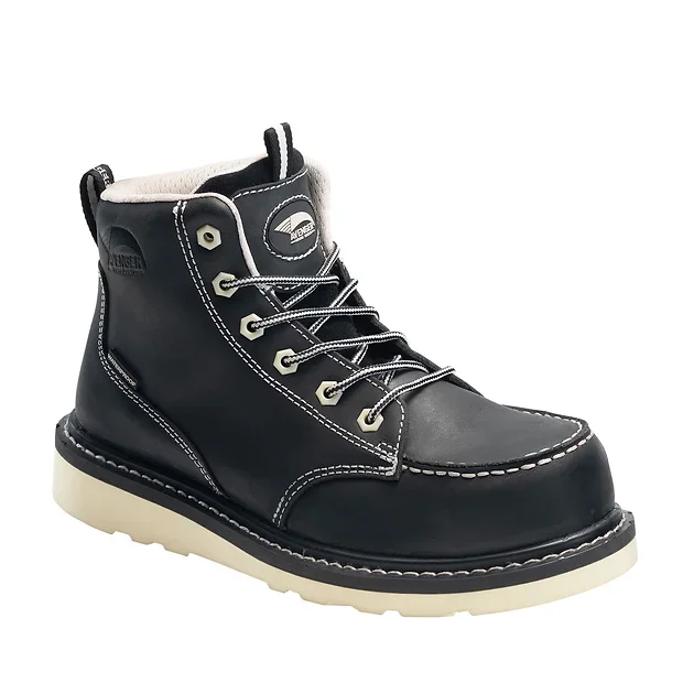Women's MOC Wedge Work Boot, WP, Carbon, Black A7552: click to enlarge