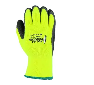 Polar Penguin® Winter Glove Latex Palm Coating on Black Liner, ANSI A2 - 3396HY