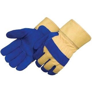 Thermal Lined Blue Cowhide Full Feature Leather Palm - Rubberized Cuff - 3656