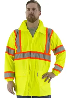 High Visibility Waterproof Rain Jacket DOT Striping ANSI 3, R 75-7301