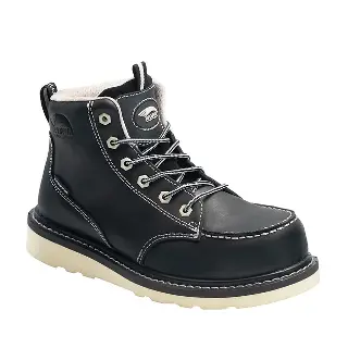 Women's MOC Wedge Work Boot, WP, Carbon, Black A7552