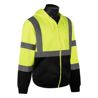 HiVizGard™ Class 3 Attached Hood Sweatshirt with Black Bottom - C16734GB