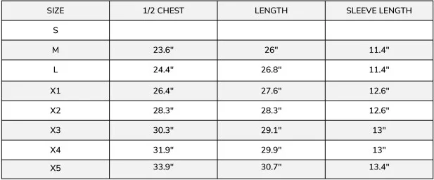 Majestic 75-3325 Size Chart